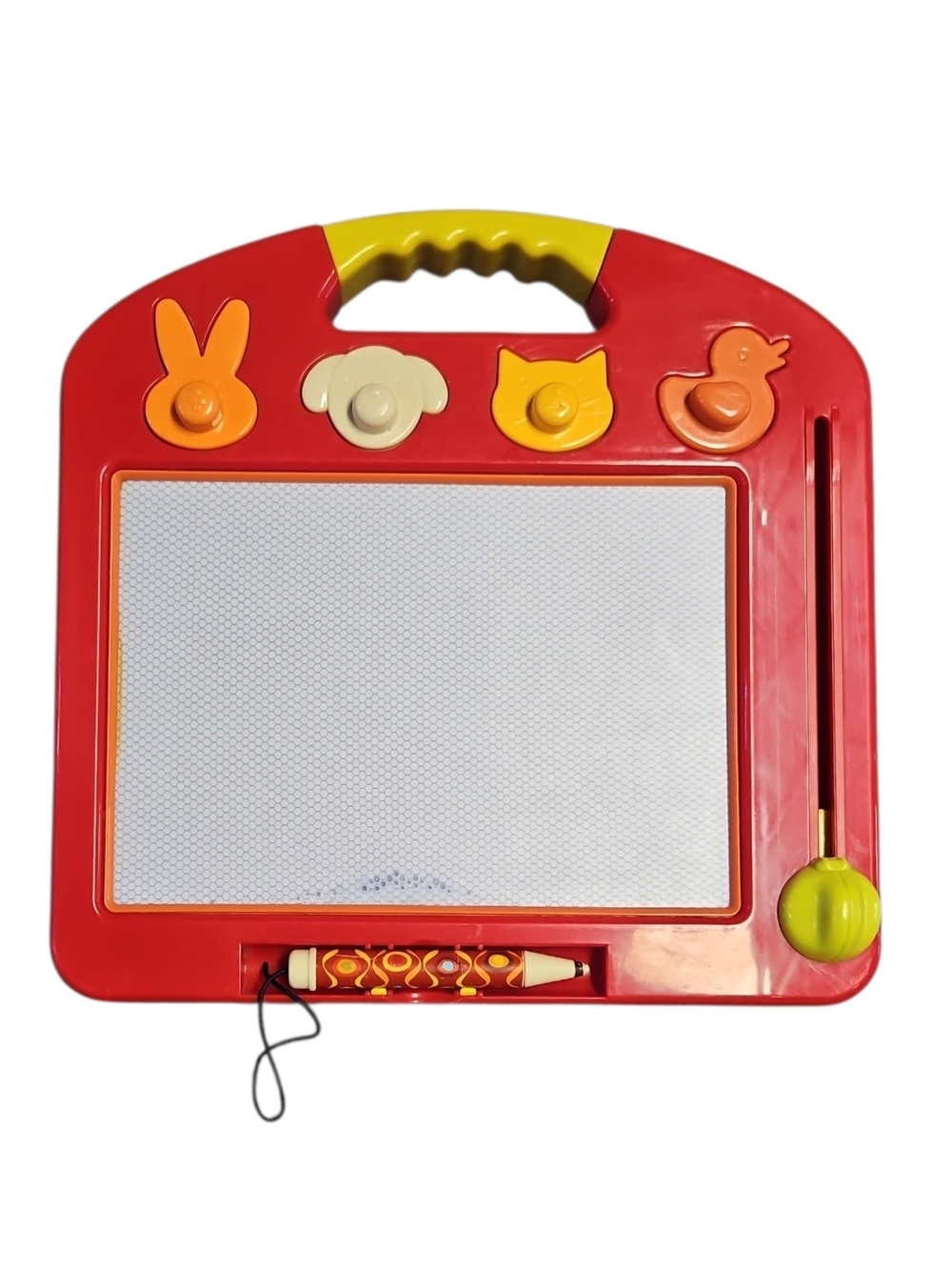 B. Toys Kids Magnetic Drawing Board with Animal Stamps - Red and Yellow